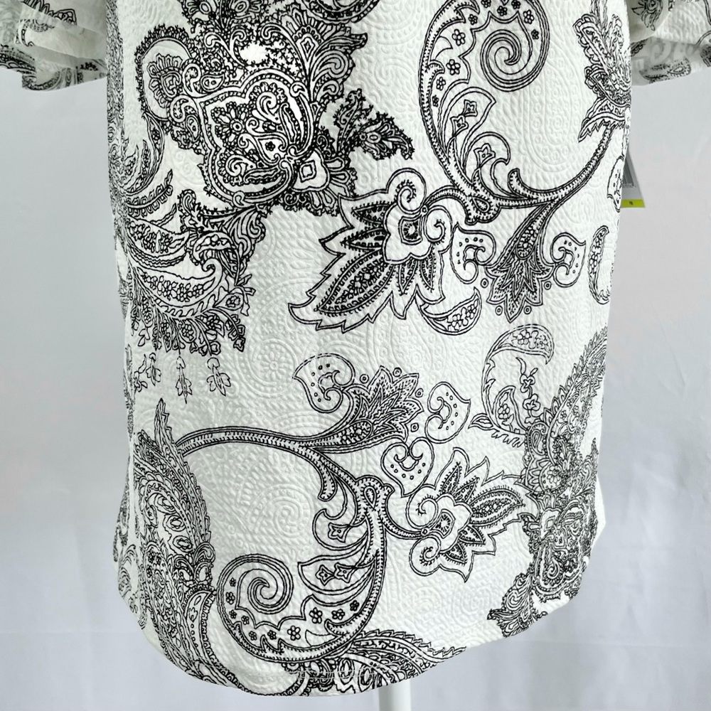 New w/ Defect MSK Petite Paisley Print Textured Knit Bell Sleeve Dress - Picture 10 of 16
